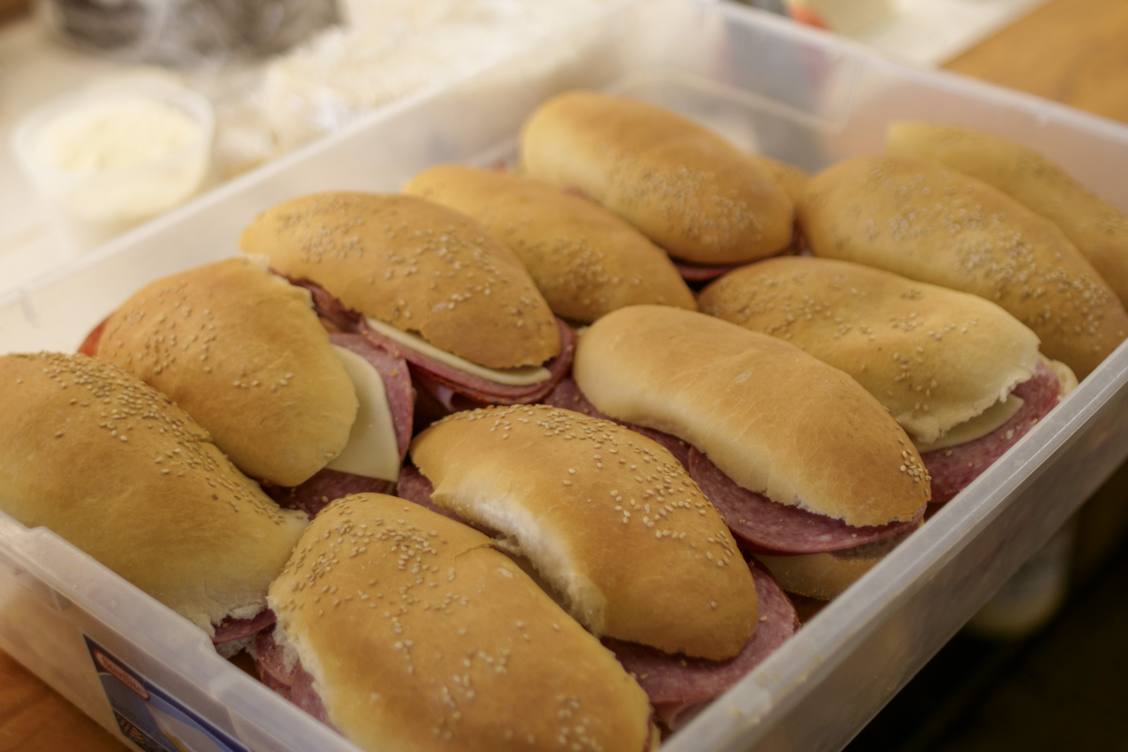 sub sandwiches on a tray